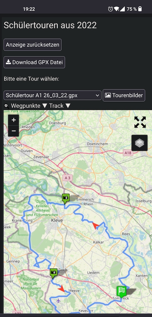 Anzeigebeispiel der Touren